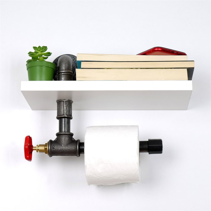Hanah Home Boruraf244 Portarrollos de Papel Higiénico MDF Estilo Industrial Blanco